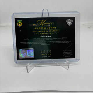 2025 NRL Elite Masters Series Andrew Johns Signature Card 047/135 #MSS 1/3