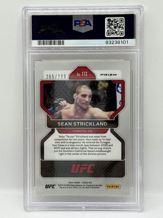 2022 Panini Prizm Sean Strickland Red Prizm Rookie 265/299 PSA Mint 9 (A)