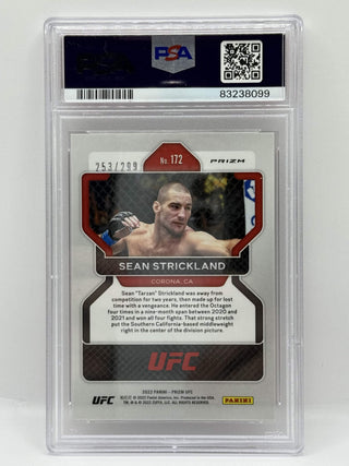 2022 Panini Prizm Sean Strickland Red Prizm Rookie 265/299 PSA Mint 9 (B)