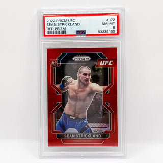 2022 Panini Prizm Sean Strickland Red Prizm Rookie 097/299 PSA NM-MT 8