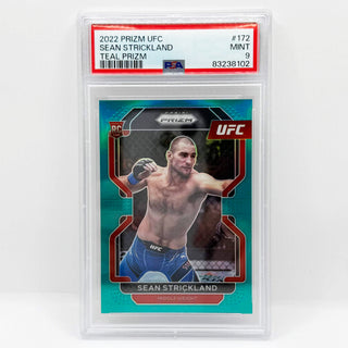 2022 Panini Prizm Sean Strickland Teal Prizm Rookie 26/49 PSA Mint 9