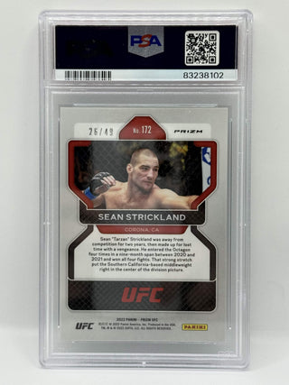 2022 Panini Prizm Sean Strickland Teal Prizm Rookie 26/49 PSA Mint 9