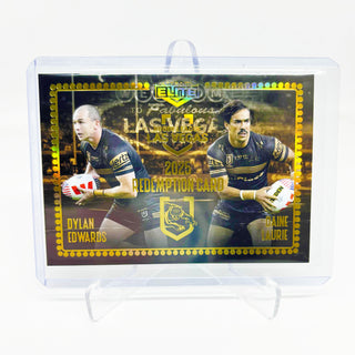 2025 NRL Elite USA Edition Dylan Edwards & Daine Laurie Dual Signature Booklet Redemption Card 22/40 #YRS 3/5