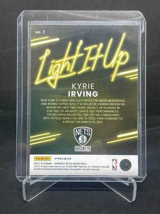 2021-22 Panini Donruss Optic Kyrie Irving Light It Up Blue Pulsar Prizm - No.1