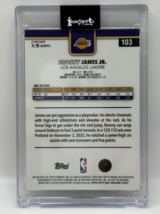 2025-26 Topps Chrome Update Bronny James Jr. Purple Geometric 65/75