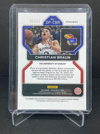 2022 Panini Prizm Draft Picks Christian Braun Blue Cracked Ice Auto 37/75