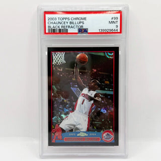 2003-04 Topps Chrome Chauncey Billups Black Refractor 170/500 PSA Mint 9