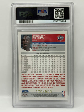 2003-04 Topps Chrome Chauncey Billups Black Refractor 170/500 PSA Mint 9