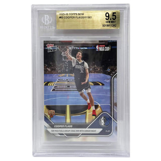 2025-26 Topps NOW Cooper Flagg Top Pick Fuels Group Stage Win With Career Night Rookie BGS 9.5 Gem Mint (B)