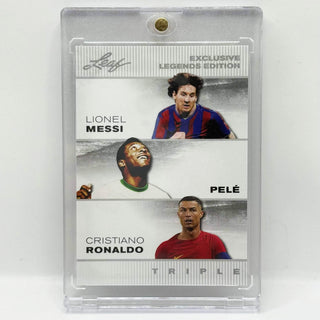 2024 Leaf Exclusive Legends Edition Triple Lionel Messi/Pelé/Cristiano Ronaldo #ELE-51
