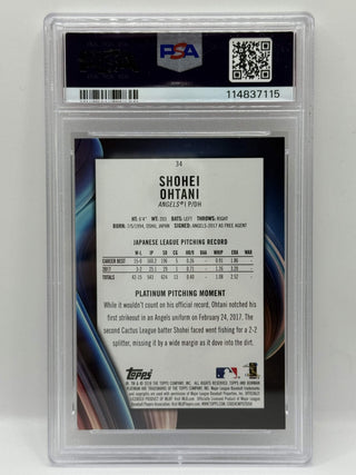 2018 Topps Bowman Platinum Shohei Ohtani With Glove PSA Mint 9