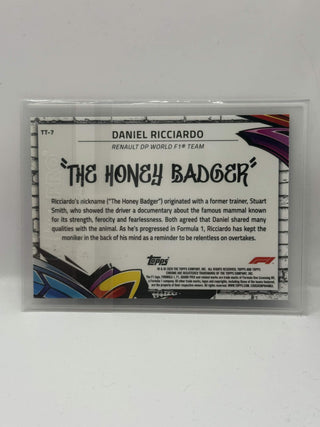 2020 Topps Chrome F1 Daniel Ricciardo Track Tags The Honey Badger #TT-7