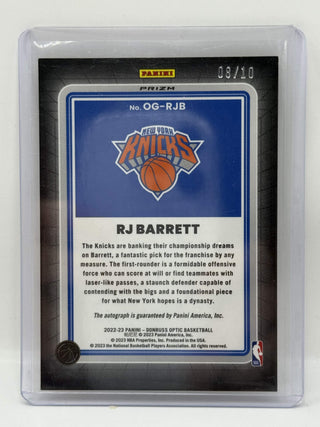 2022-23 Panini Donruss Optic RJ Barrett Opti-Graphs Gold 08/10