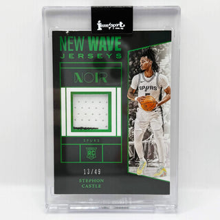 2024-25 Panini Noir Stephon Castle New Wave Patch Holo Green RC 13/49 (See third image for card damage)