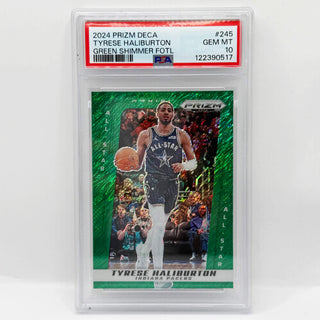 2024 Panini Prizm Deca Tyrese Haliburton Green Shimmer FOTL 02/12 PSA Gem Mint 10