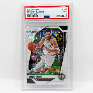 2024 Panini Prizm Jayson Tatum White Ice Prizm 04/35 PSA Mint 9