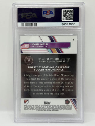 2023 Topps Finest Lionel Messi Sparkle Refractor 080/175 PSA Mint 9
