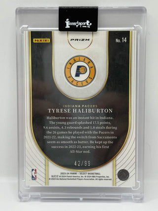 2023-24 Panini Select Tyrese Haliburton Neon Icon Red Prizm 42/99