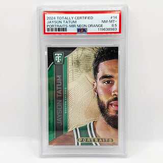 2024 Totally Certified Jayson Tatum Portraits Neon Orange Mirror 189/249 PSA NM-MT+ 8.5
