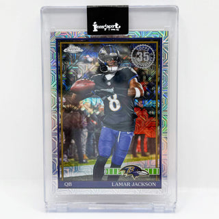 2026 Topps Chrome Lamar Jackson Topps 35th Anniversary Mojo #91TC-7