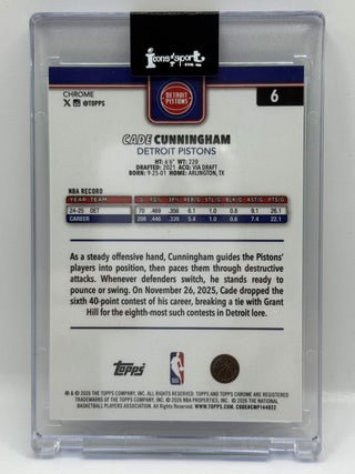 2025-26 Topps Chrome Cade Cunningham Teal Refractor 068/299