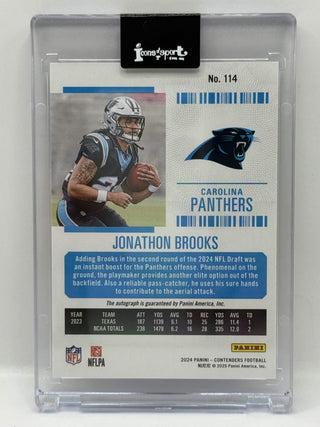 2024 Panini Contenders Jonathon Brooks Rookie Ticket Auto - No. 114