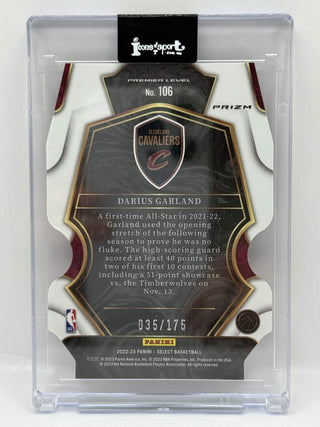 2022-23 Panini Select Premier Level Darius Garland Maroon Prizm 035/175