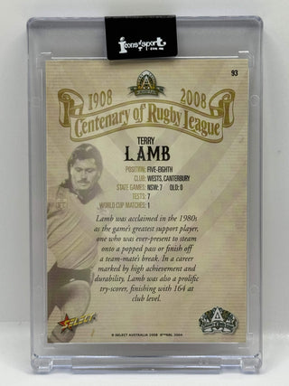 2008 Select NRL Centenary of Rugby League Terry Lamb Hand Signed #93 (B)