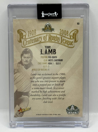 2008 Select NRL Centenary of Rugby League Terry Lamb Hand Signed #93 (E)