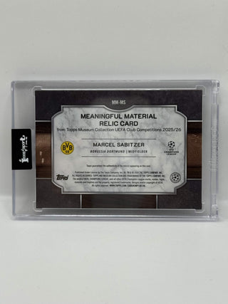 2025-26 Topps Museum Collection Club Competitions Marcel Sabitzer Meaningful Materials Player Worn Patch Blue 137/150