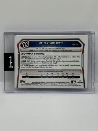 2026 Topps Bowman Chrome 1st Bowman Sir Jamison Jones Purple Pulsar 233/250