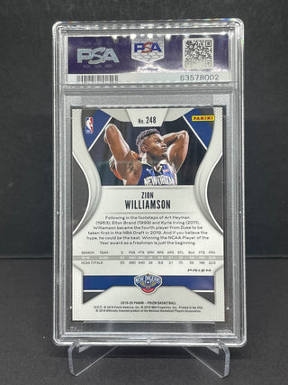 2019 Panini Prizm Zion Williamson Blue/Yellow/Green Choice Prizm RC PSA Mint 9