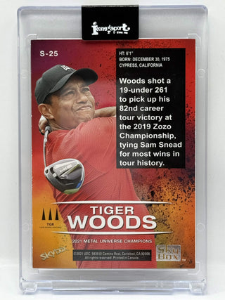 2021 SkyBox Metal Universe Champions Tiger Woods Premium Holo #S-25