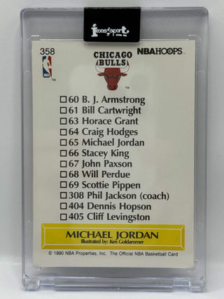 1990-91 NBA Hoops Michael Jordan Illustrated Art Team Checklist #358