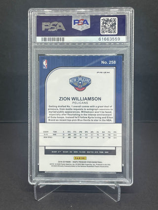 2019 Hoops Premium Stock Zion Williamson Silver Laser PSA Mint 9