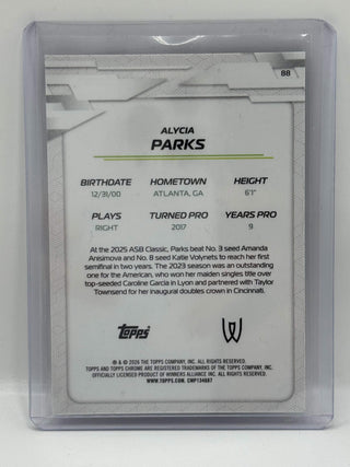2026 Topps Chrome Tennis Alycia Parks Black Refractor 08/10