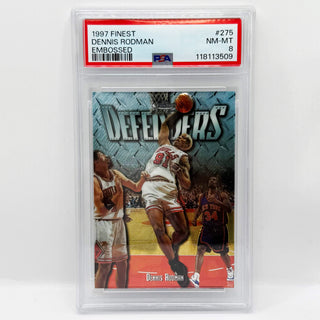 1997 Topps Finest Dennis Rodman Defenders PSA NM-MT 8