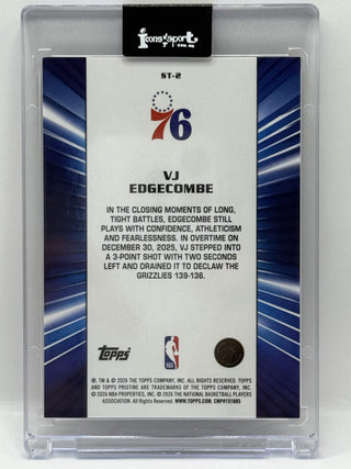 2025-26 Topps Pristine VJ Edgecombe Stacked Gold Refractor RC 20/50