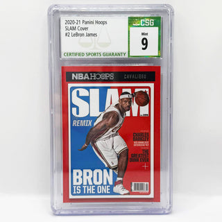 2020-21 Panini Hoops LeBron James SLAM Cover CSG Mint 9