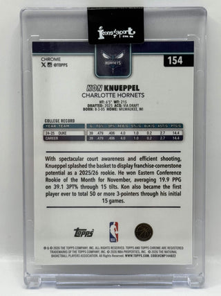 2025-26 Topps Chrome Update Kon Knueppel White Geometric Refractor Rookie 2/2
