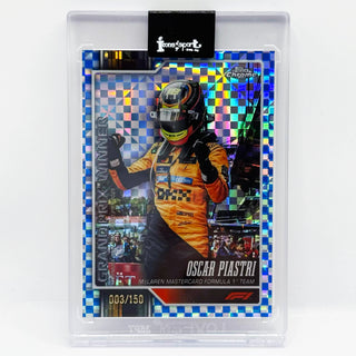 2026 Topps Chrome F1 Oscar Piastri Blue Checker Flag Refractor 003/150