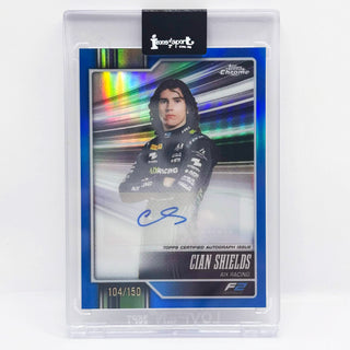 2026 Topps Chrome F1 Cian Shields Blue Refractor Auto 104/150