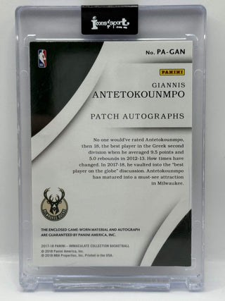 2017-18 Panini Immaculate Collection Giannis Antetokounmpo Patch Auto 08/25