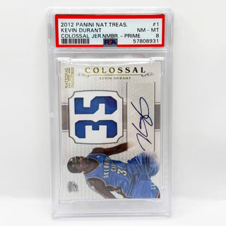 2012 Panini National Treasures Kevin Durant Colossal Jersey Number Patch Auto 15/25 PSA NM-MT 8