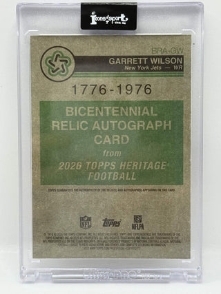 2026 Topps Heritage Garrett Wilson Bicentennial Relic Auto 07/76