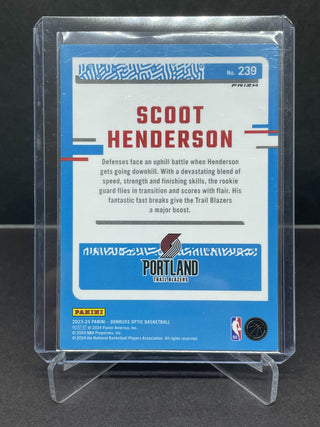 2023-24 Panini Donruss Optic Scoot Henderson Rated Rookie Pink Hyper - No. 239