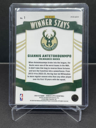 2023-24 Panini Donruss Optic Winner Stays Giannis Antetokounmpo - No. 1