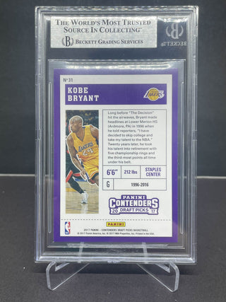 2017-18 Contenders Draft Picks Kobe Bryant Yellow Jersey BGS NM-MT+ 8.5