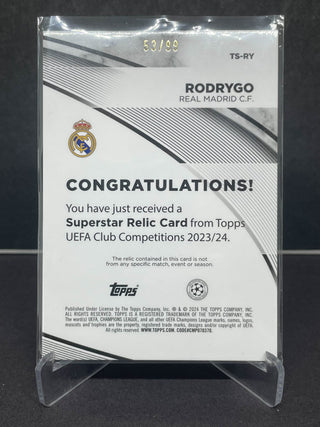 2024 Topps UEFA Champions League Rodrygo Superstar Relic Patch 53/99