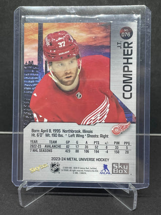 2023-24 SkyBox Metal Universe J.T. Compher Precious Metal Gems Red 003/100